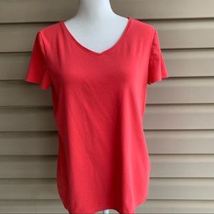 •Talbots• Short Sleeve Salmon Tee Shirt-Size Large